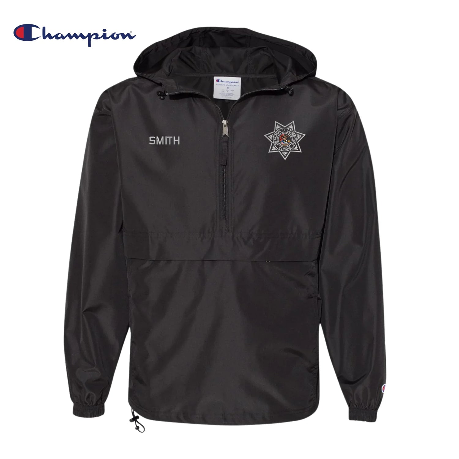 IDOC Embroidered Half-Zip Hooded Windbreaker - Coyote Moon Design Company