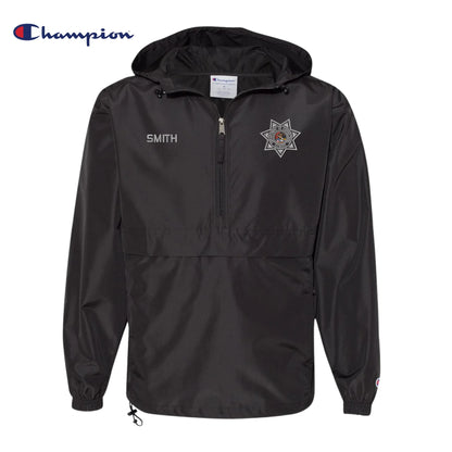 IDOC Embroidered Half-Zip Hooded Windbreaker - Coyote Moon Design Company