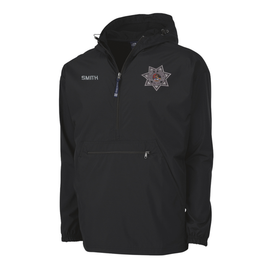 IDOC Embroidered Half-Zip Hooded Windbreaker