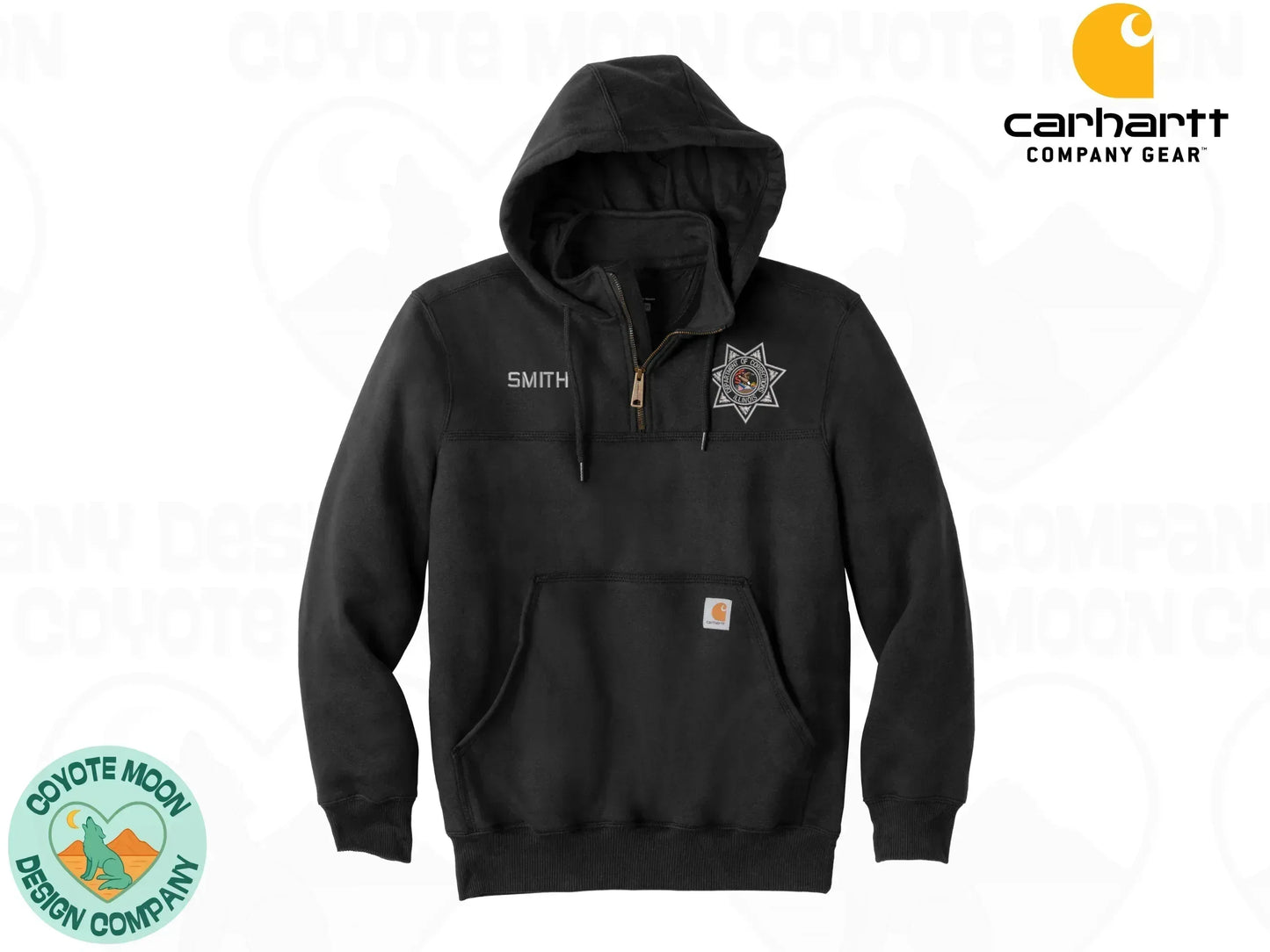IDOC Embroidered Carhartt Rain Defender Quarter Zip Hoodie - Coyote Moon Design Company