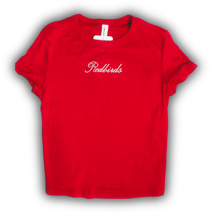 Embroidered Redbirds Baby Tee