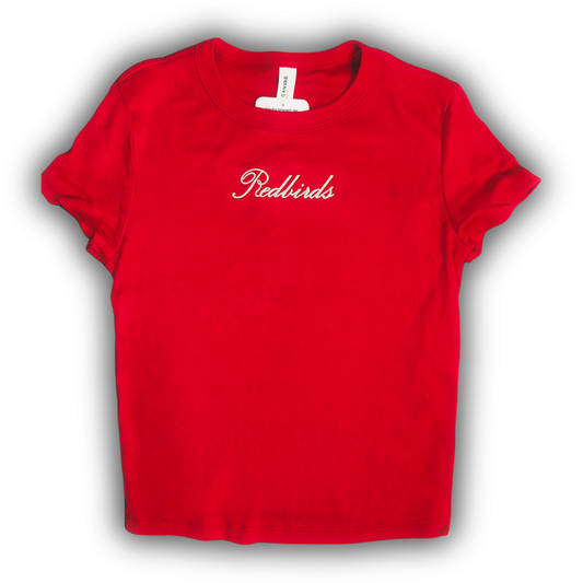 Embroidered Redbirds Baby Tee
