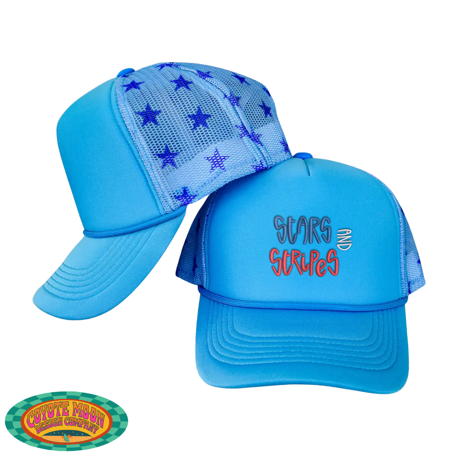 Embroidered Patriotic Stars & Stripes Magnetic Ponytail Trucker Hat