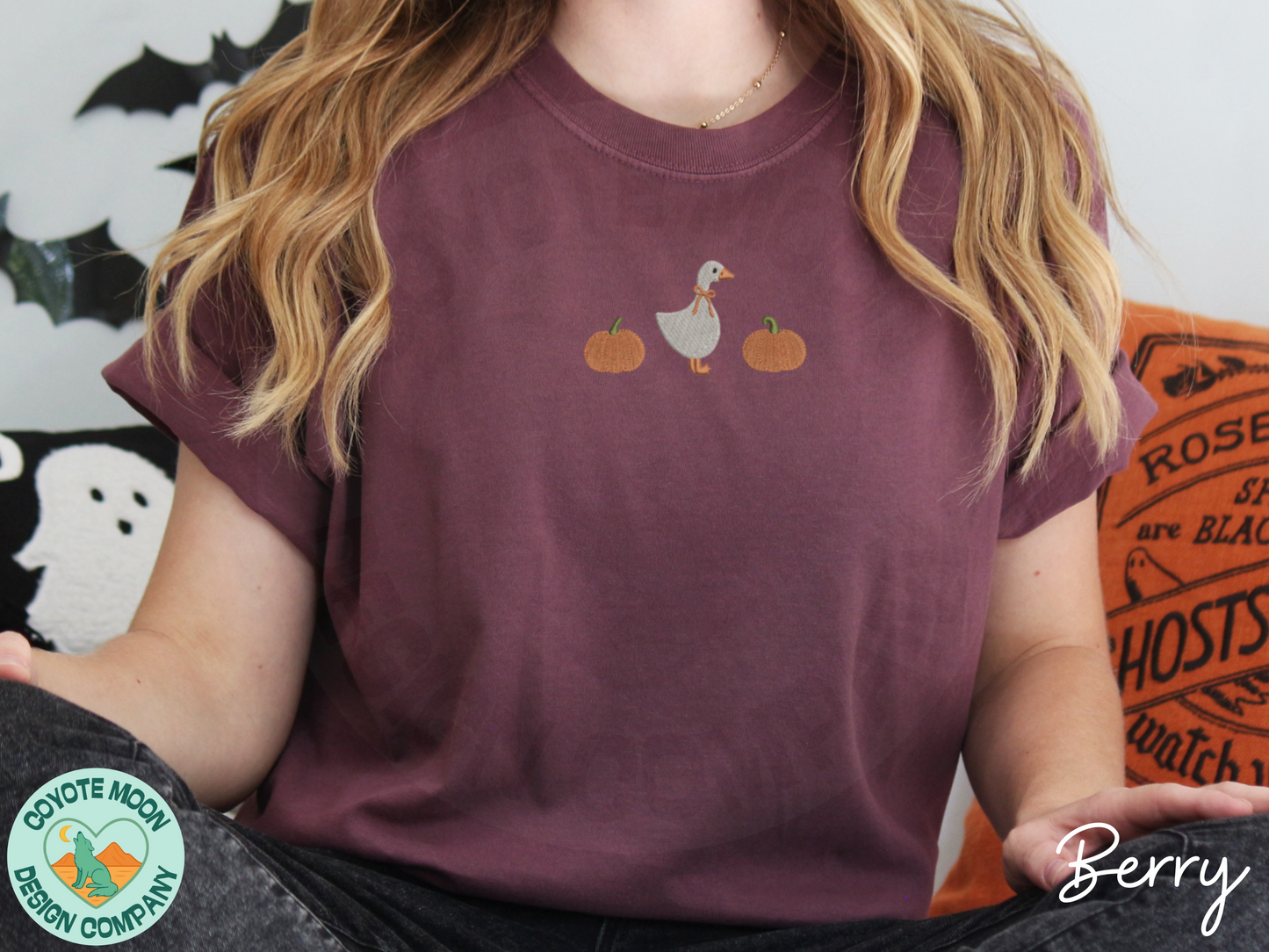 Goose and Pumpkins Embroidered T-Shirt