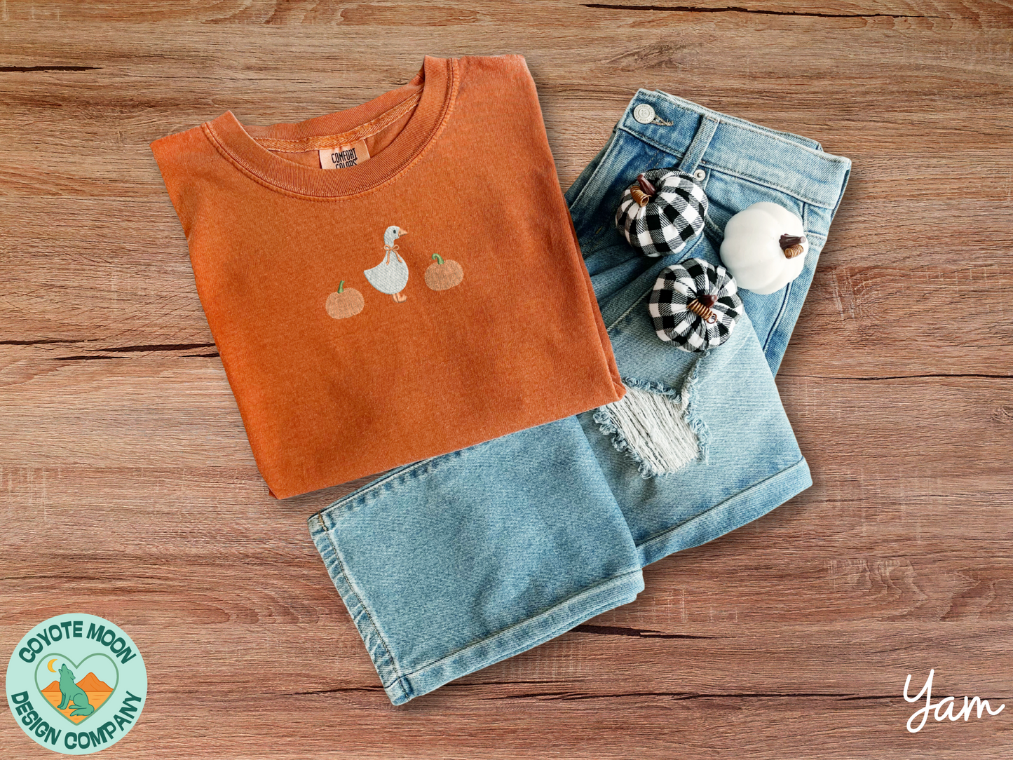Goose and Pumpkins Embroidered T-Shirt