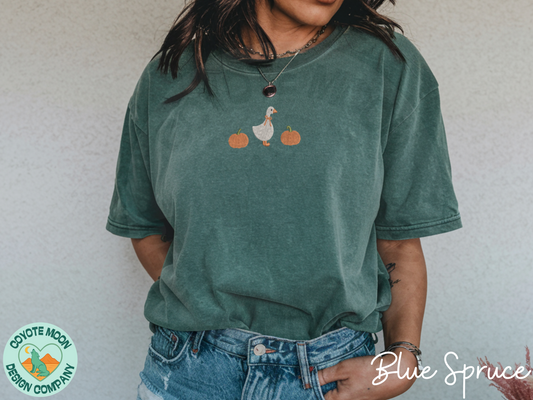 Goose and Pumpkins Embroidered T-Shirt