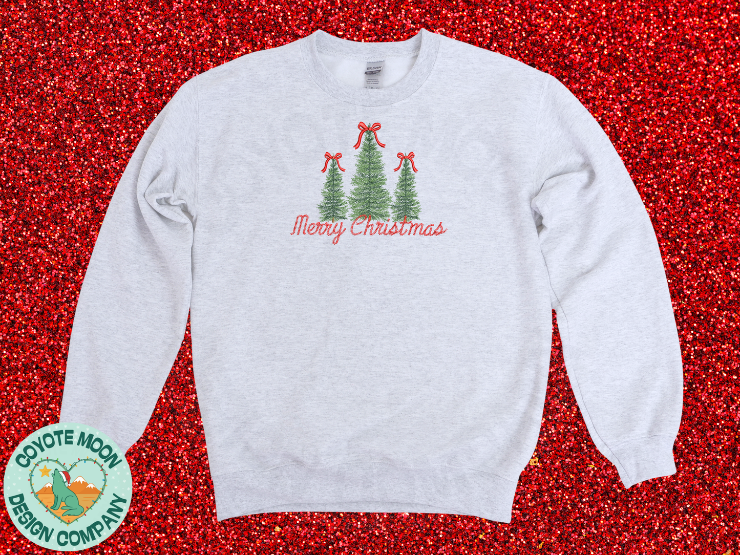 Merry Christmas Trees Embroidered Sweatshirt