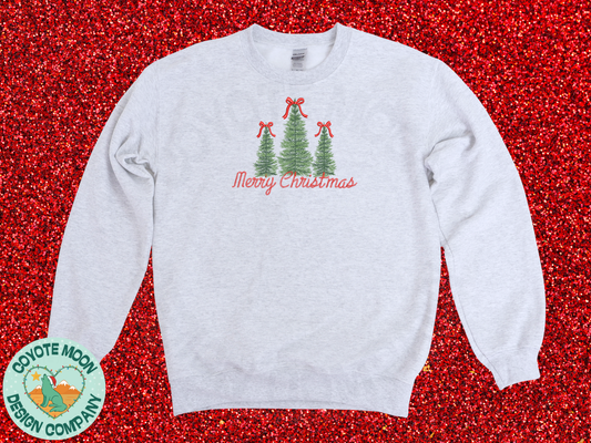 Merry Christmas Trees Embroidered Sweatshirt
