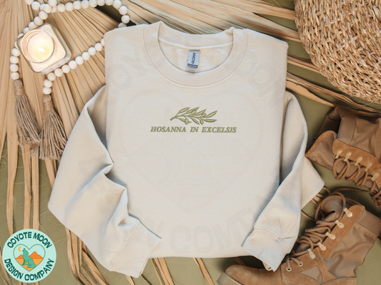 Hosanna In Excelsis Embroidered Sweatshirt | Christian Hoodie | Faith Apparel