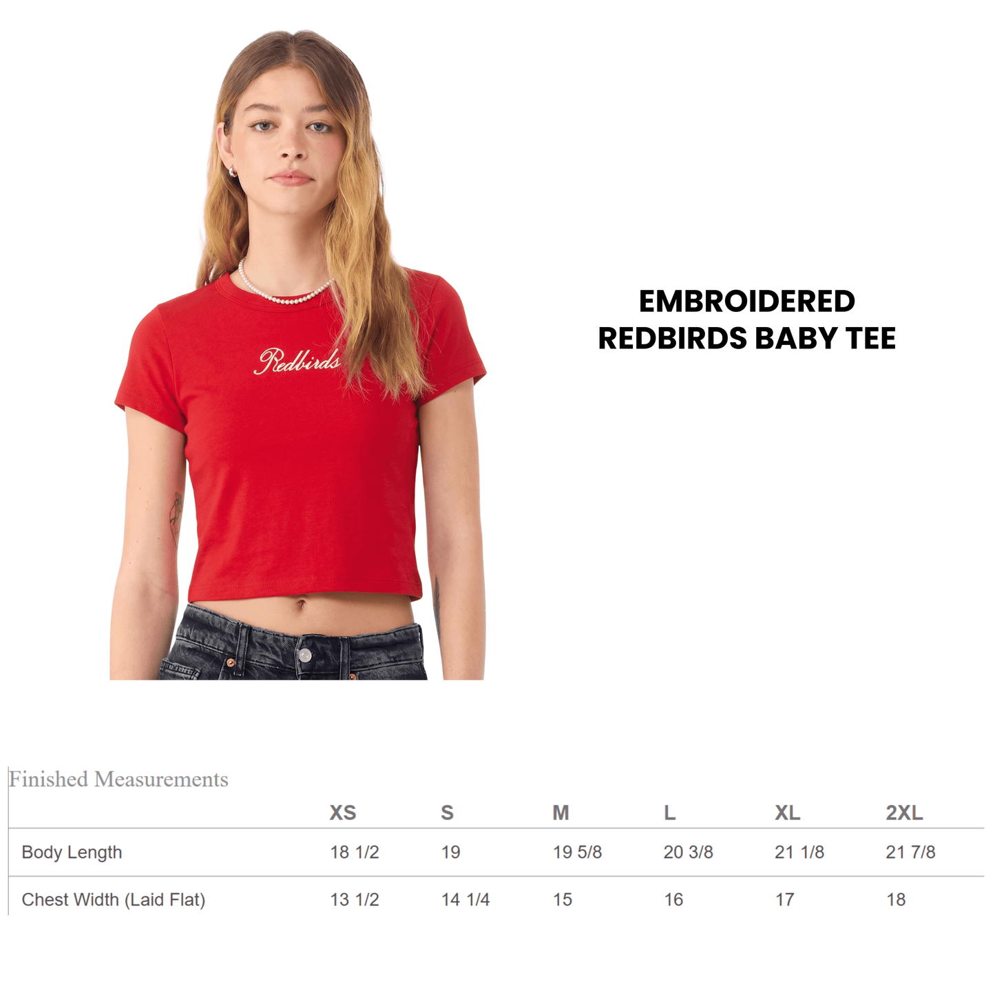 Embroidered Redbirds Baby Tee